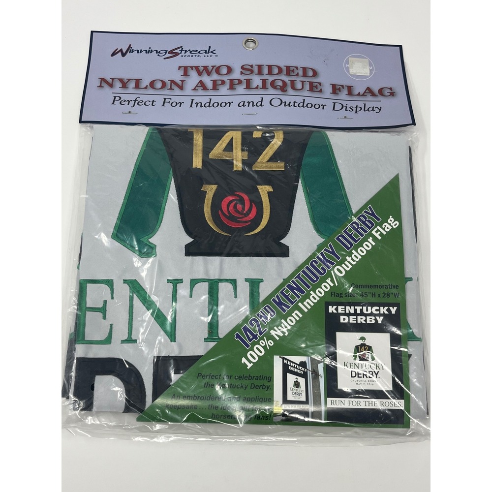 Winning Streak 142nd Kentucky Derby 2016 Nylon Applique Flag 45x28 Run Roses